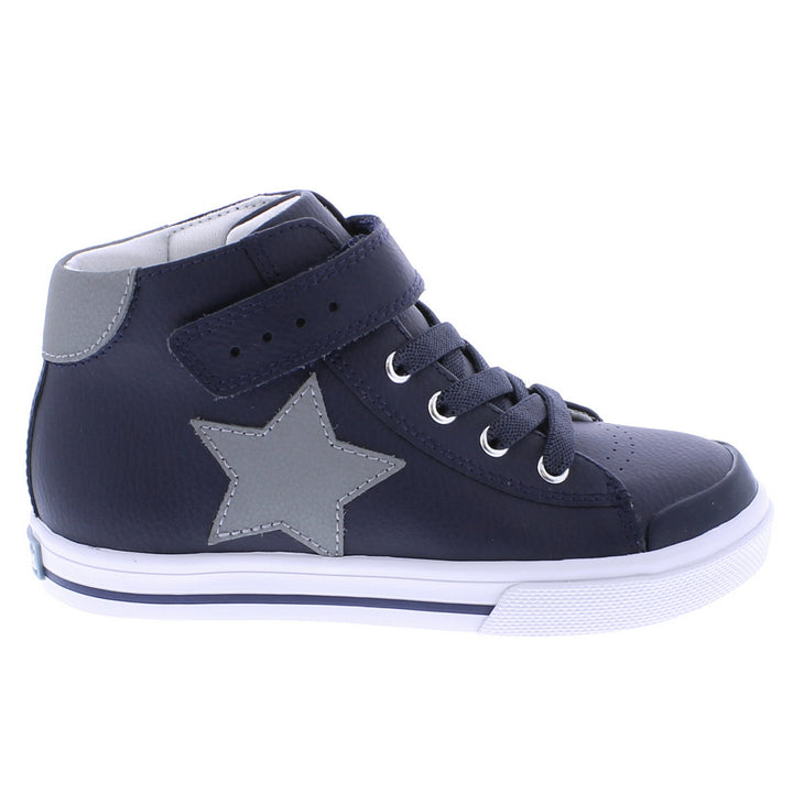 Riley Navy/Gray Leather High Top