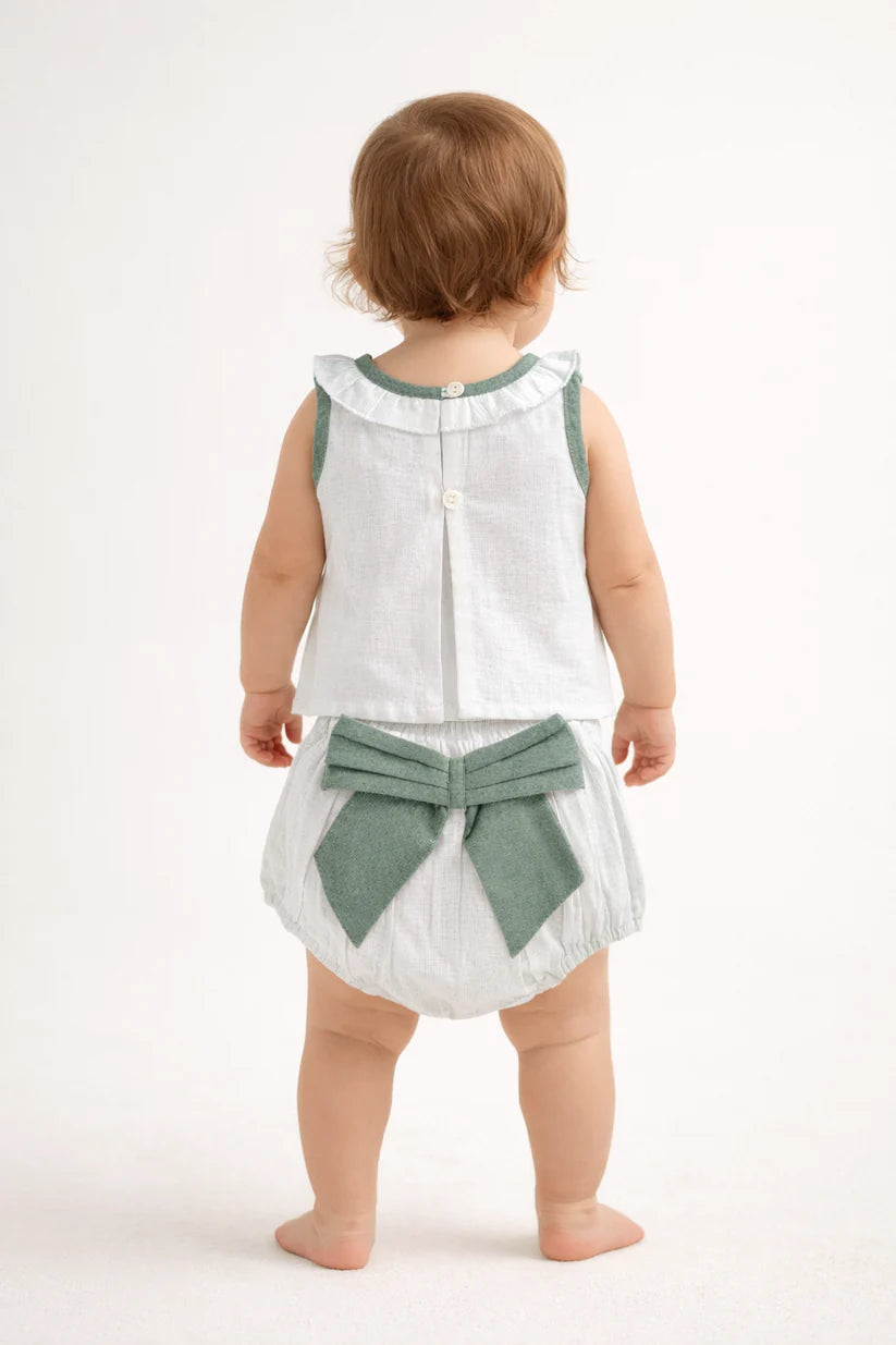 Top And Bow Bloomer Set - Sage