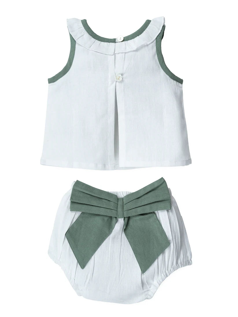 Top And Bow Bloomer Set - Sage