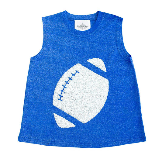 White Football Royal Blue Glitter Tank