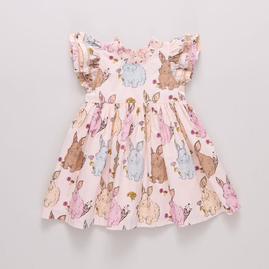 Girls Jennifer Double Ruffle Dress - Vintage Bunnies