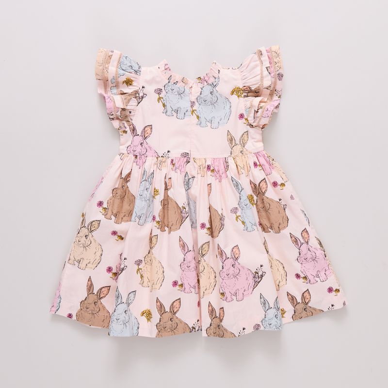 Girls Jennifer Double Ruffle Dress - Vintage Bunnies
