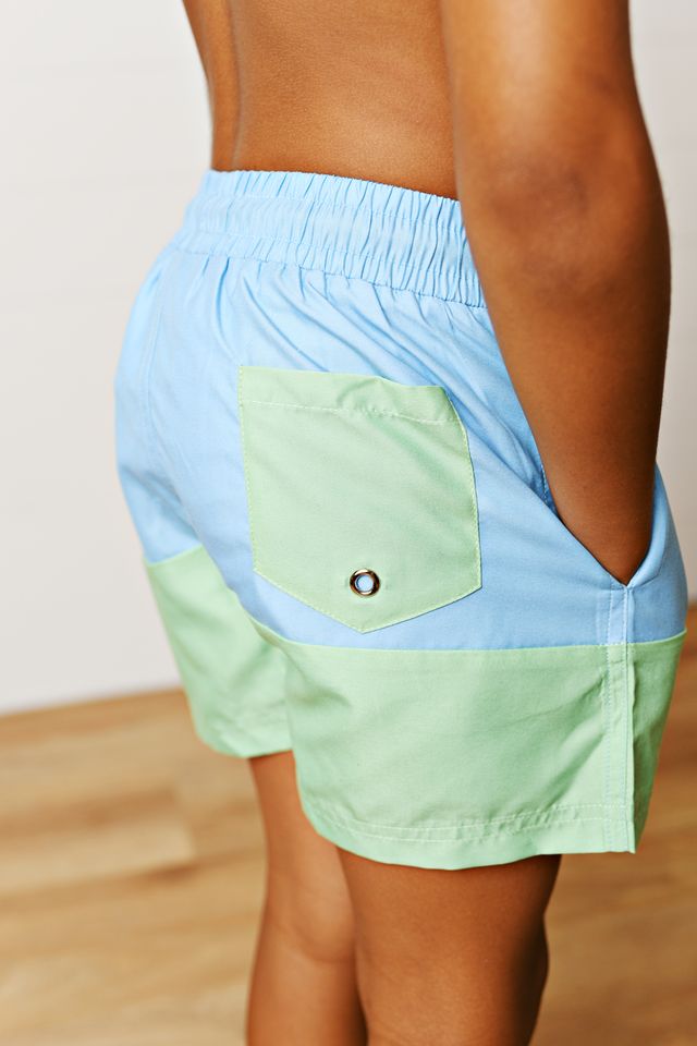 Blue/Green Block Swim Trunk