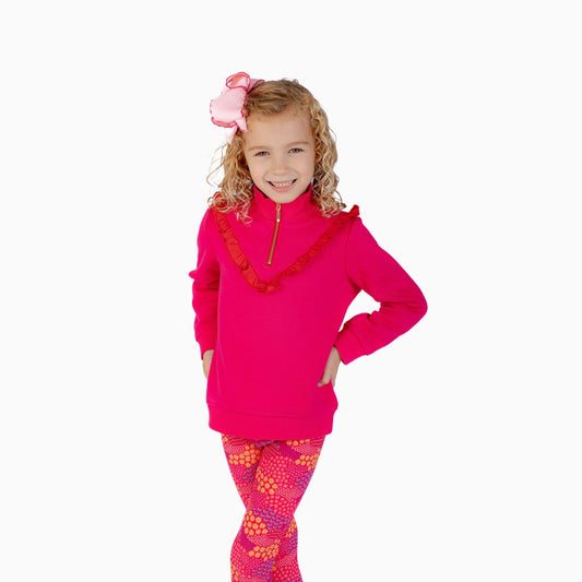 Girls' Half Zip In Pink/Red