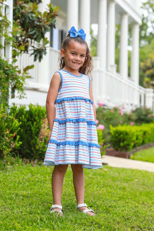 Tinsley Twirl Dress- Patriotic Stripe