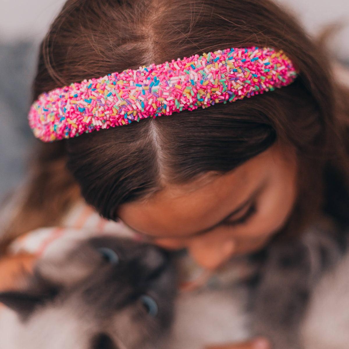 Padded Sprinkles Headband - Confetti Hair Band: Light Blue