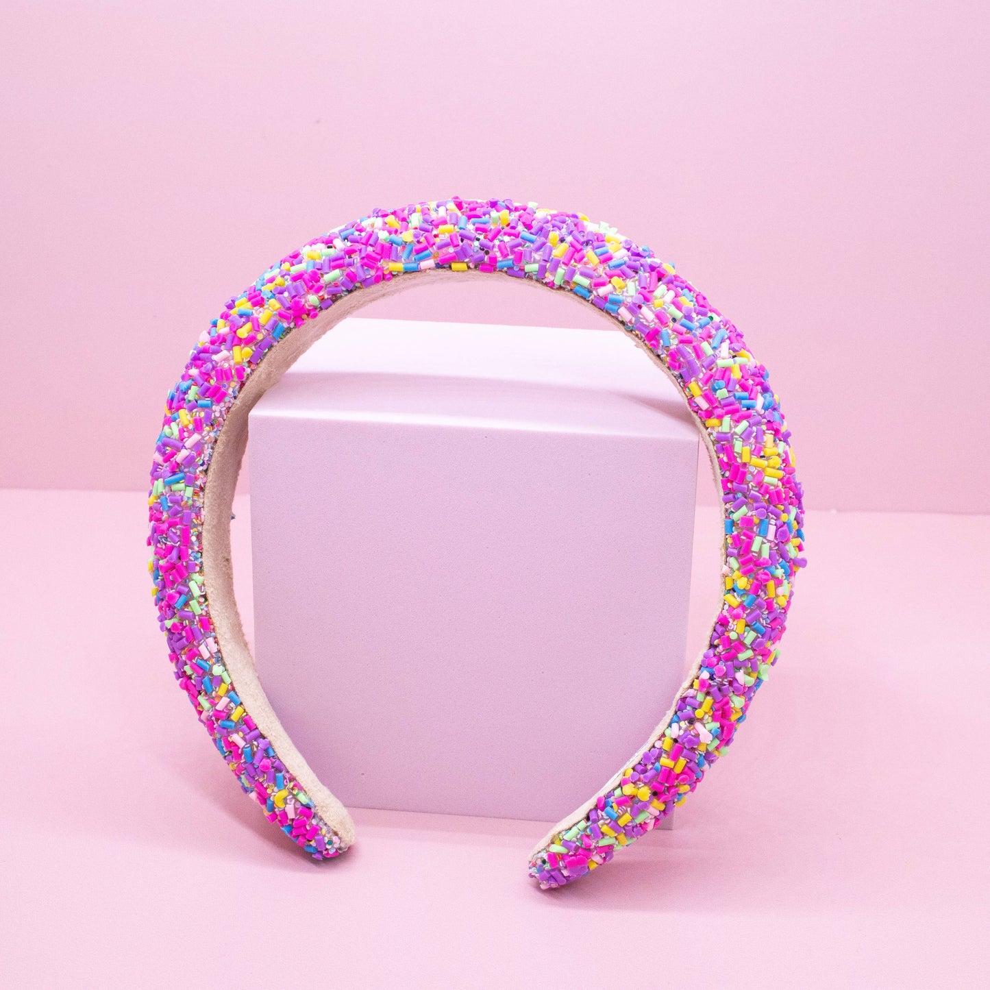 Padded Sprinkles Headband - Confetti Hair Band: Hot Pink