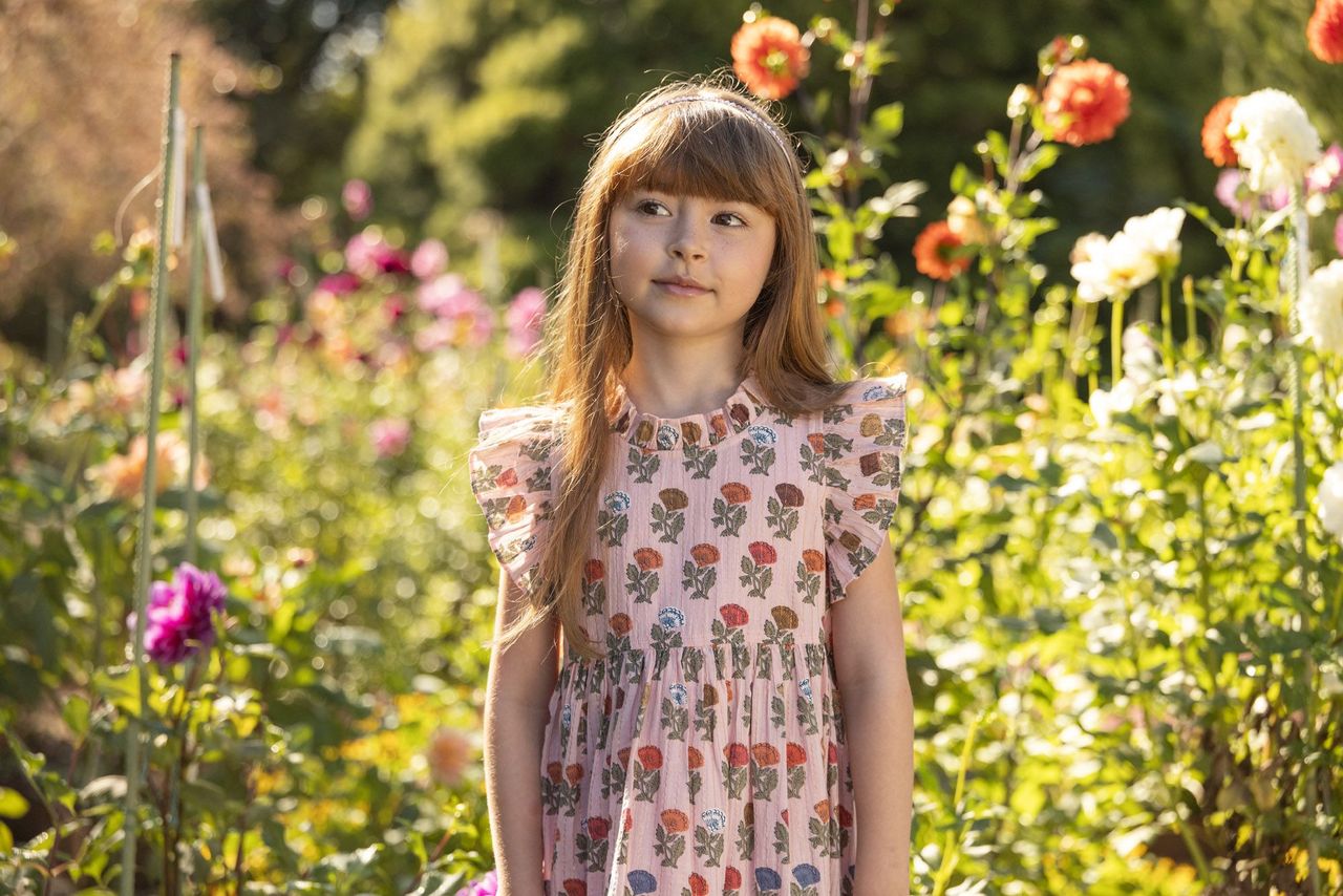 Girls Jennifer Dress- Multi Flower Drop