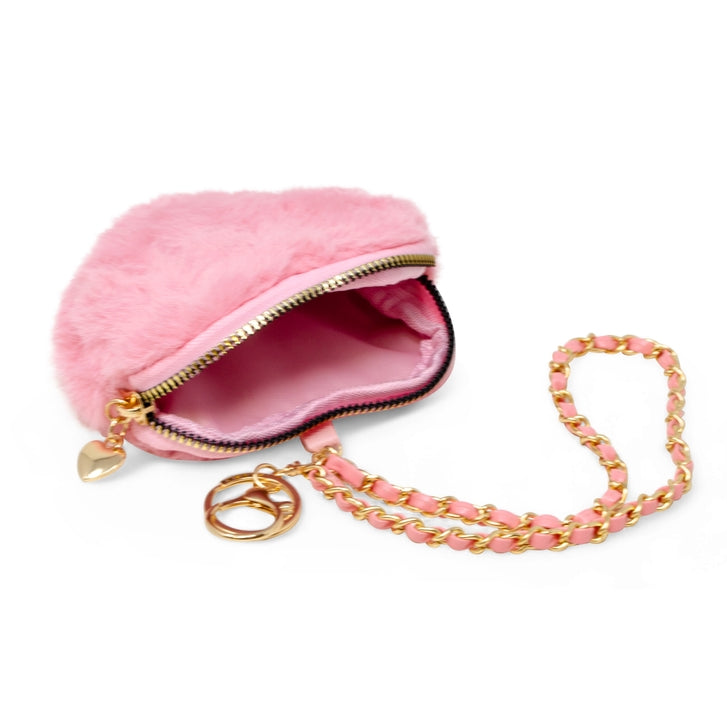 Valentine's Day Girl's Fuzzy Heart Wristlet Coin Purse