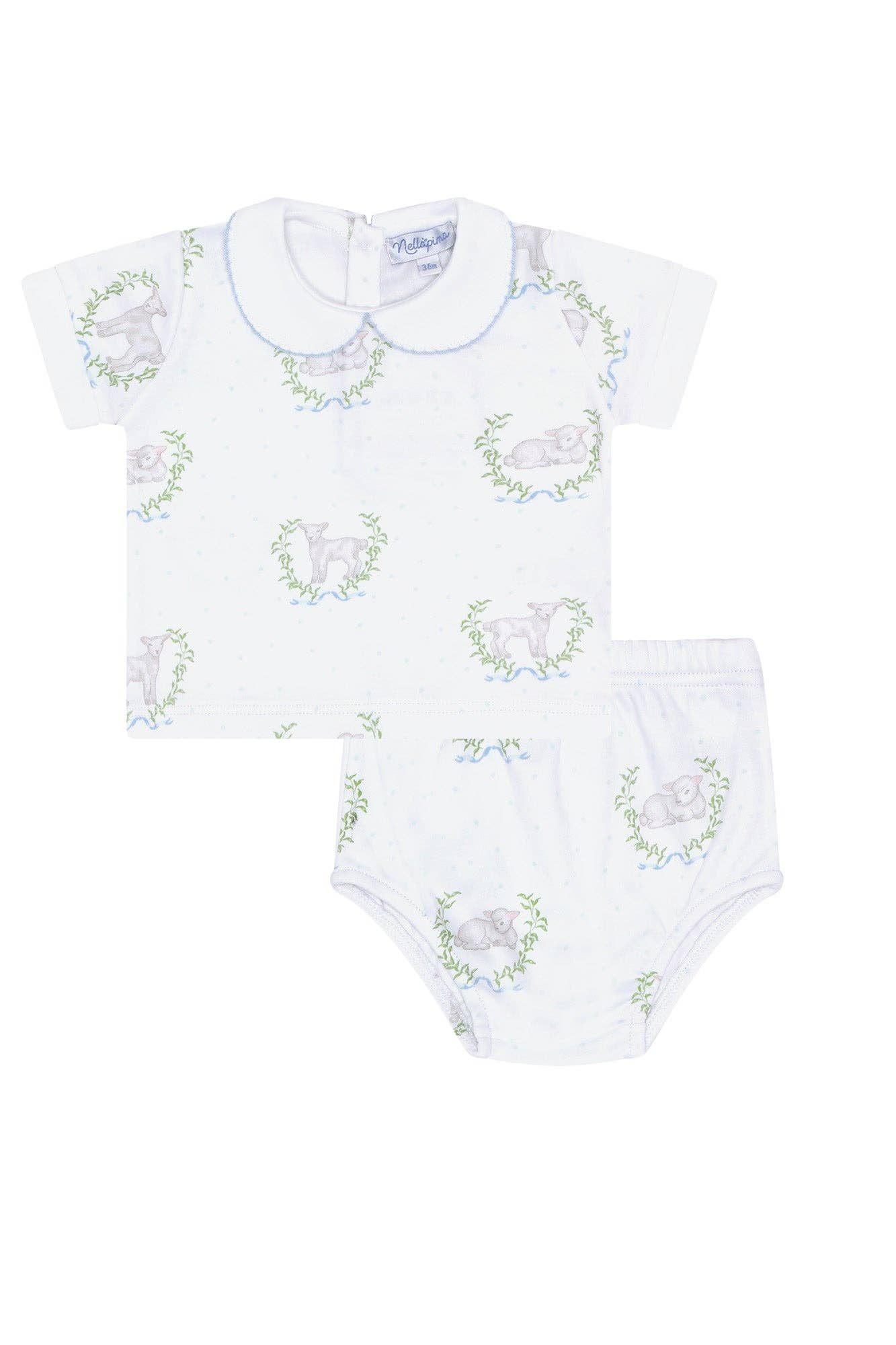 Blue Lamb Print Diaper Cover Set: Blue / 0 - 3M