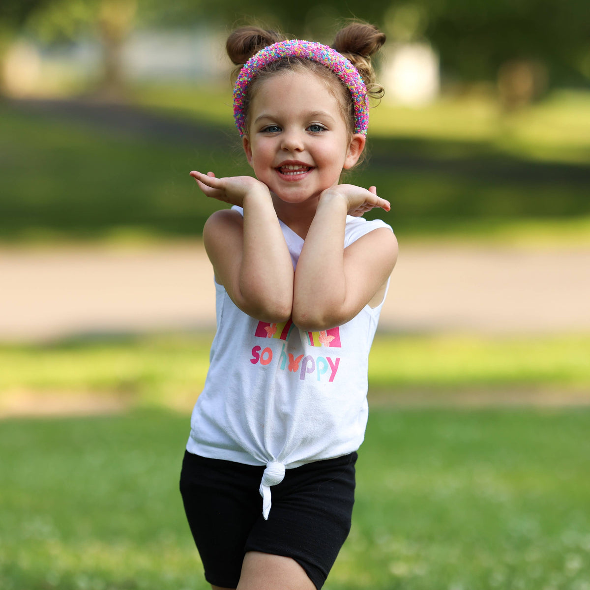 Padded Sprinkles Headband - Confetti Hair Band: Light Blue