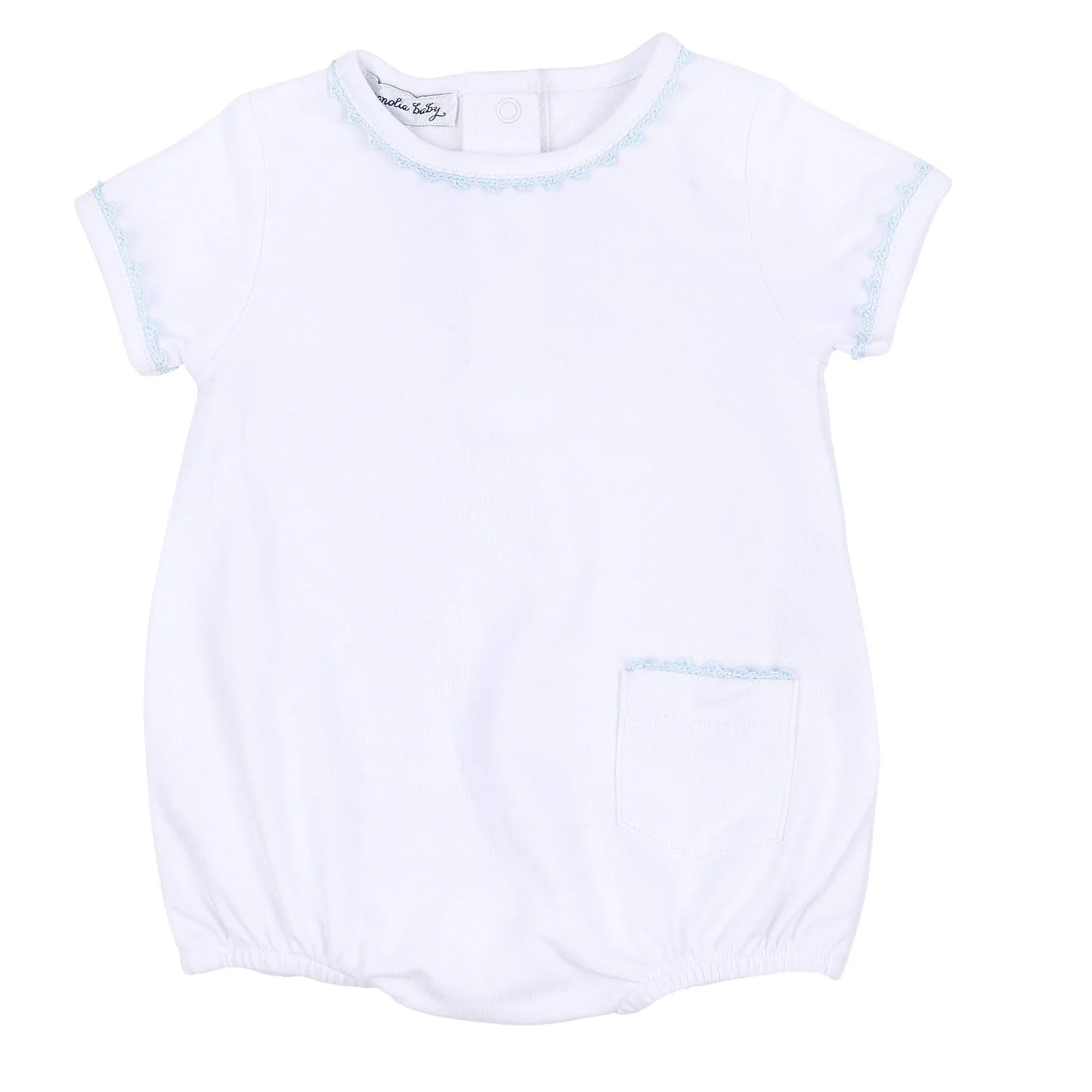Baby Joy Bubble with Blue Crochet Trim