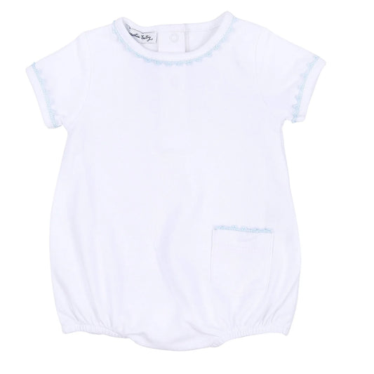Baby Joy Bubble with Blue Crochet Trim