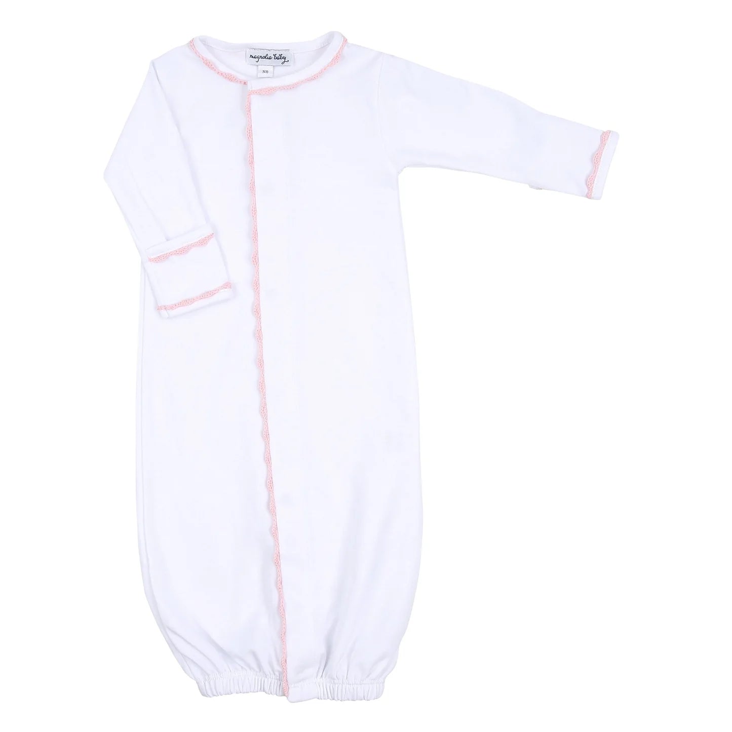 Baby Joy Converter Gown with Pink Crochet Trim
