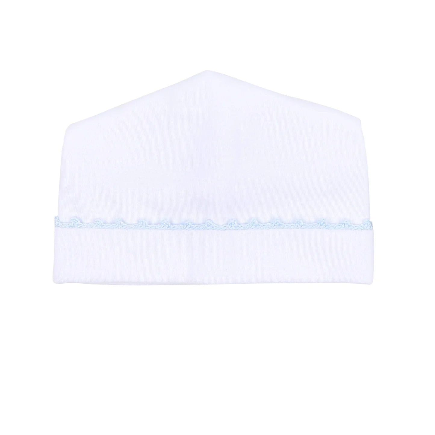 Baby Joy Hat with Blue Crochet Trim