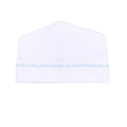 Baby Joy Hat with Blue Crochet Trim