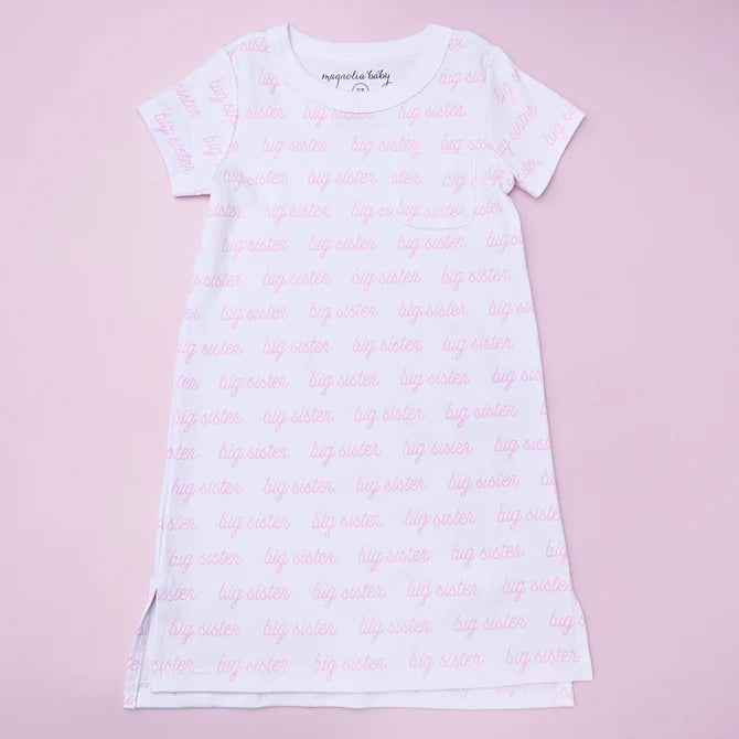 Big Sister Printed S/S Nightdress - Pink