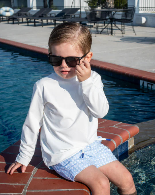 Blue Cane Lattice Swim Trunk
