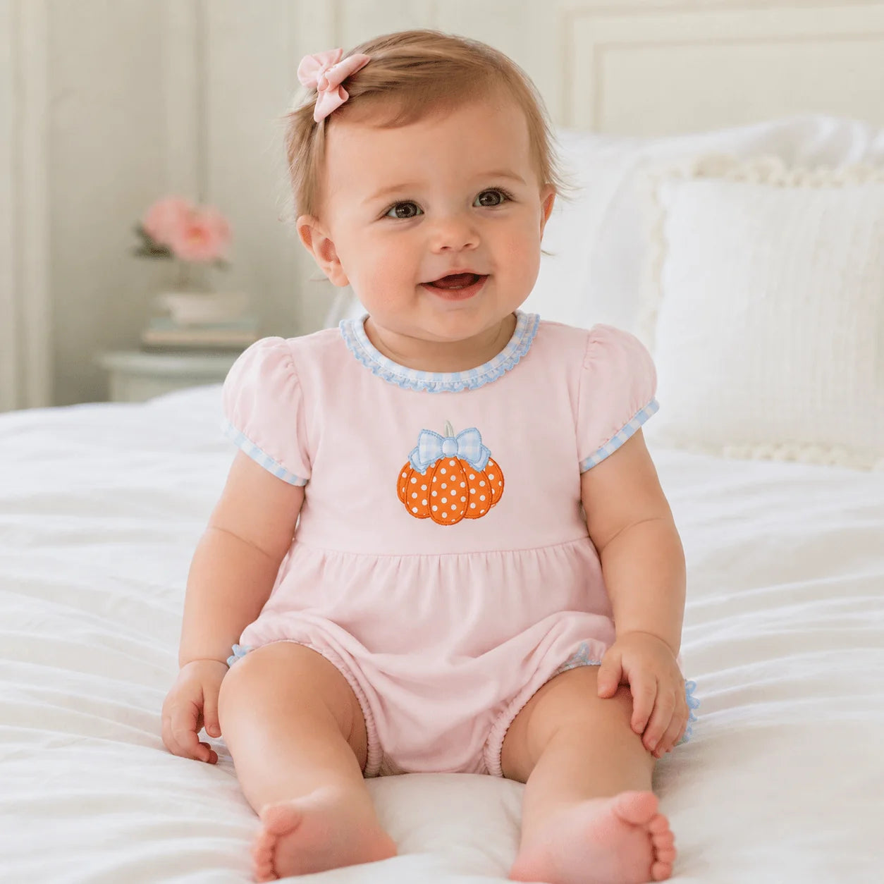 Bowtique Pumpkin Applique Ruffle Bubble