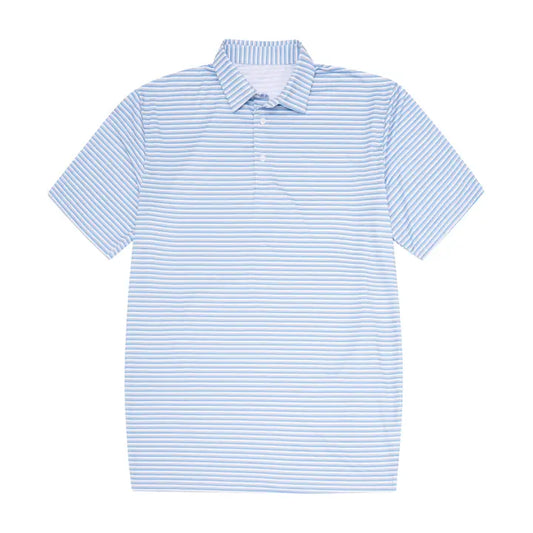 Light Blue, Grey & White Stripe Polo
