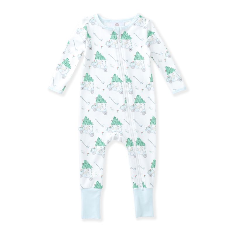 Butterknit Layette- Blue Golf Cart Tree