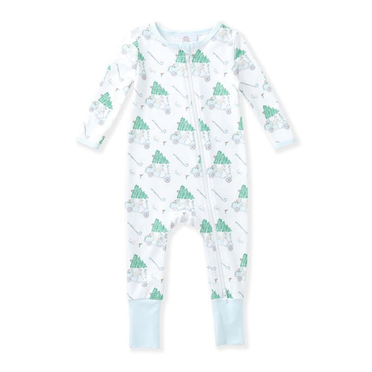 Butterknit Layette- Blue Golf Cart Tree