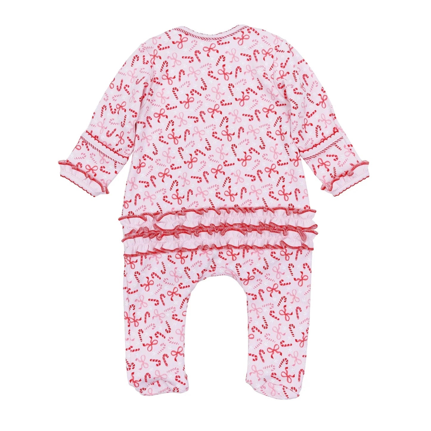 Candy Cane Lane Ruffle Zip Footie