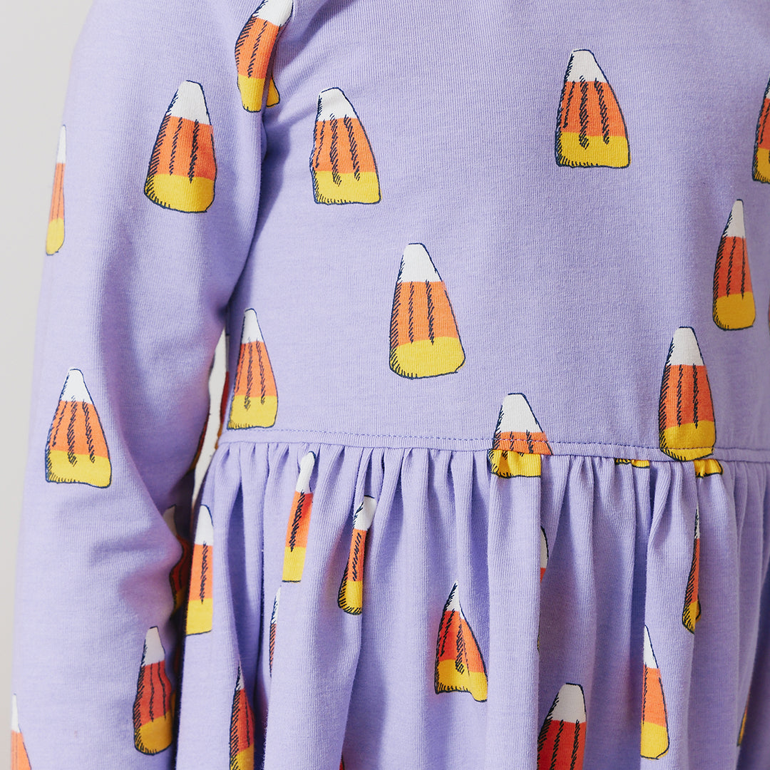 Girls Organic L/S Steph Dress - Candy Corn