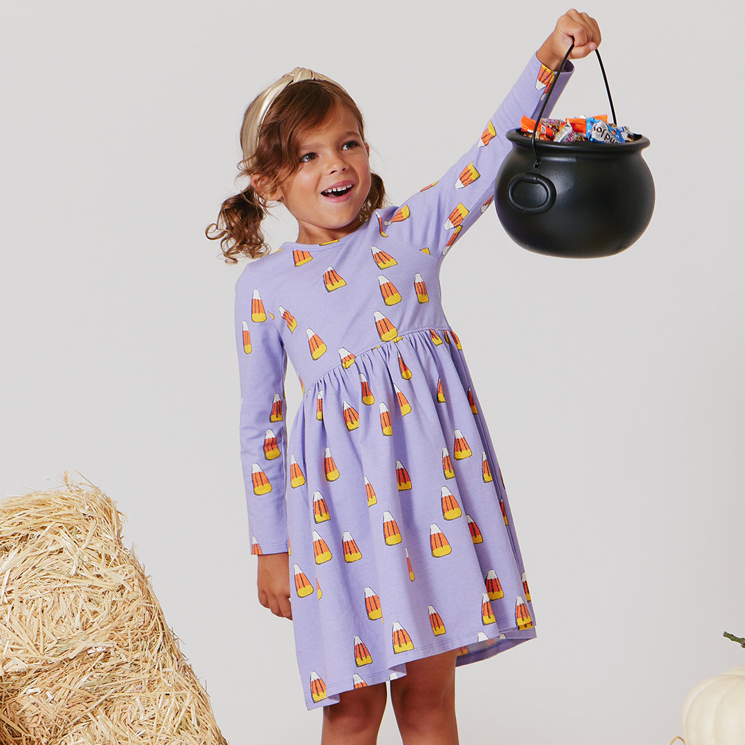 Girls Organic L/S Steph Dress - Candy Corn