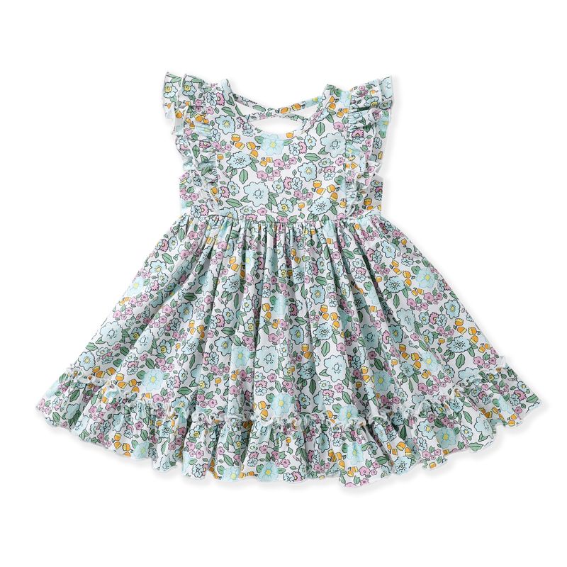 Blue Floral Flutter Twirl Dress