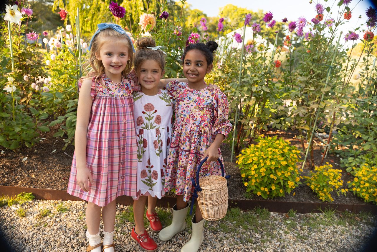 Girls Maribelle Dress- Burgundy Sketched Floral