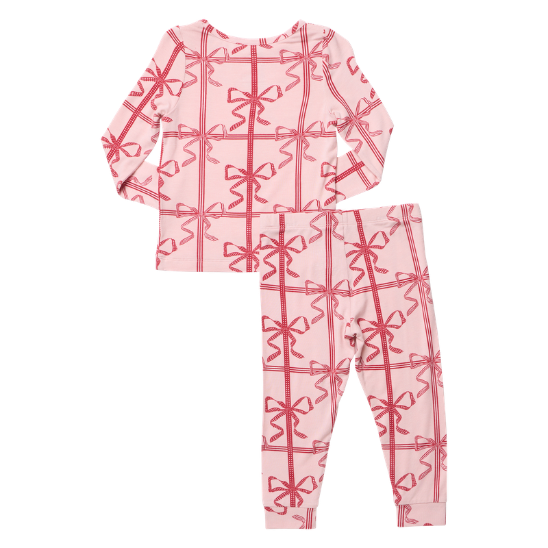 Bamboo PJ Set- Pink Present Bow