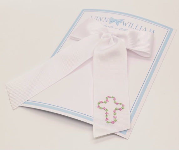 Floral Cross Bow - White