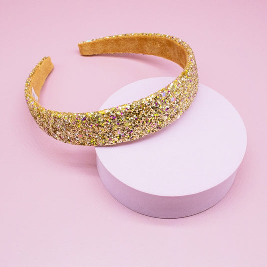 Tapered Chunky Glitter Headband - Gold