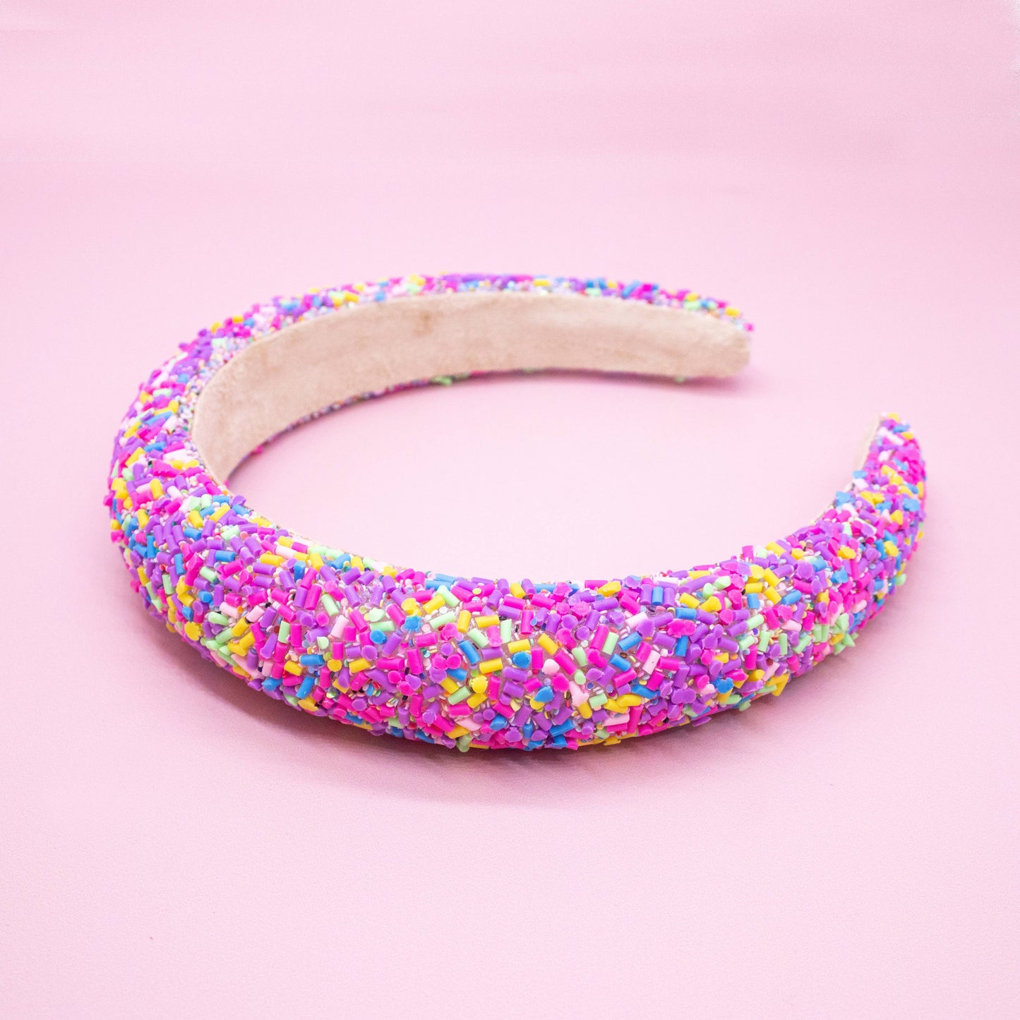 Padded Sprinkles Headband - Confetti Hair Band: Hot Pink