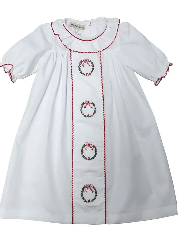 Baby Girl's "Christmas Wreath" Gown