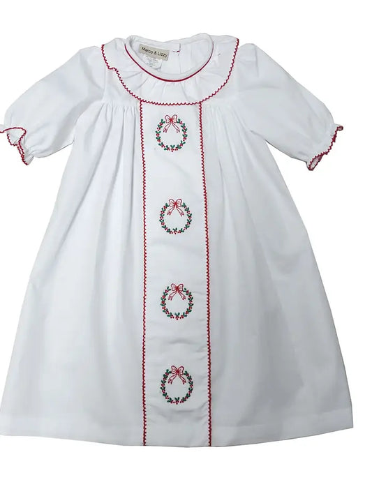 Baby Girl's "Christmas Wreath" Gown