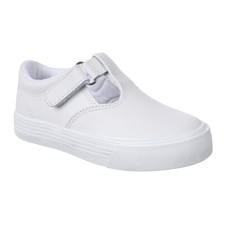 Khloe White Leather T-Strap