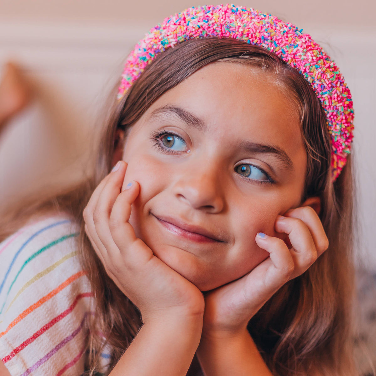 Padded Sprinkles Headband - Confetti Hair Band: Light Blue