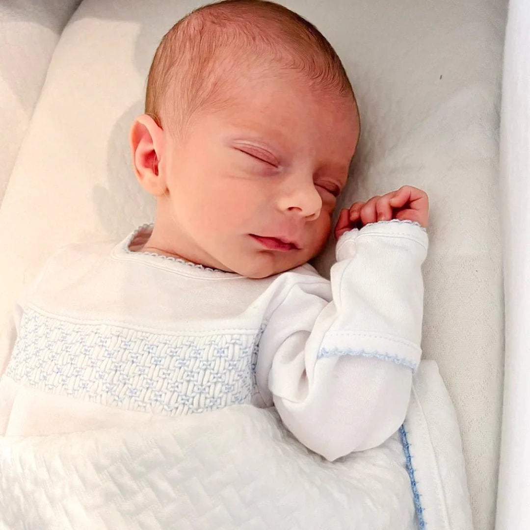 Essentials Smocked Gowns White/Blue