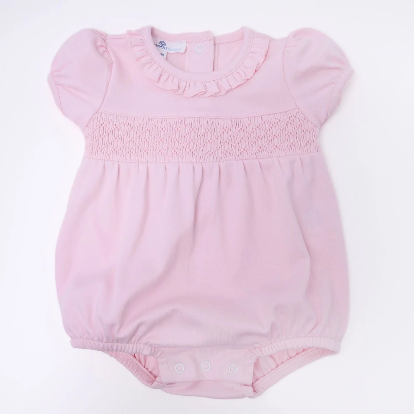 Essentials Solid Smocked Bubble - Pink