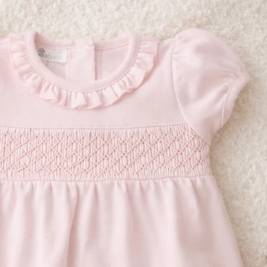 Essentials Solid Smocked Bubble - Pink