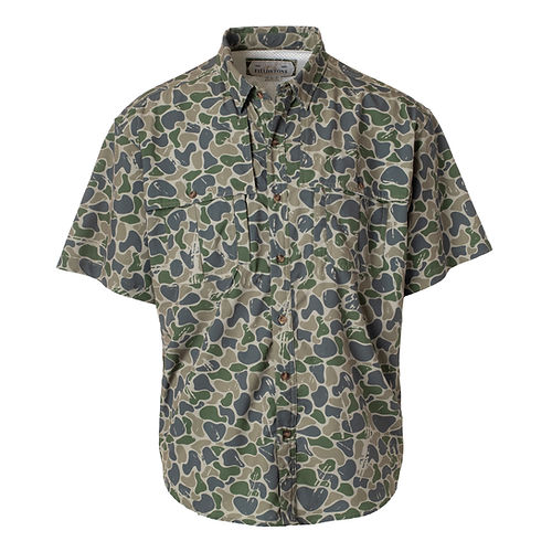 Boys Backwoods Camo Button Down