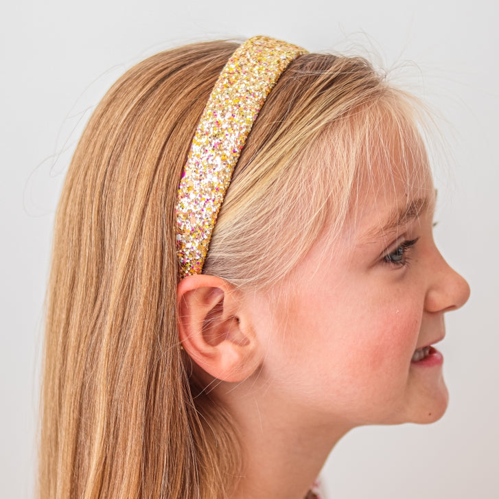 Tapered Chunky Glitter Headband - Gold