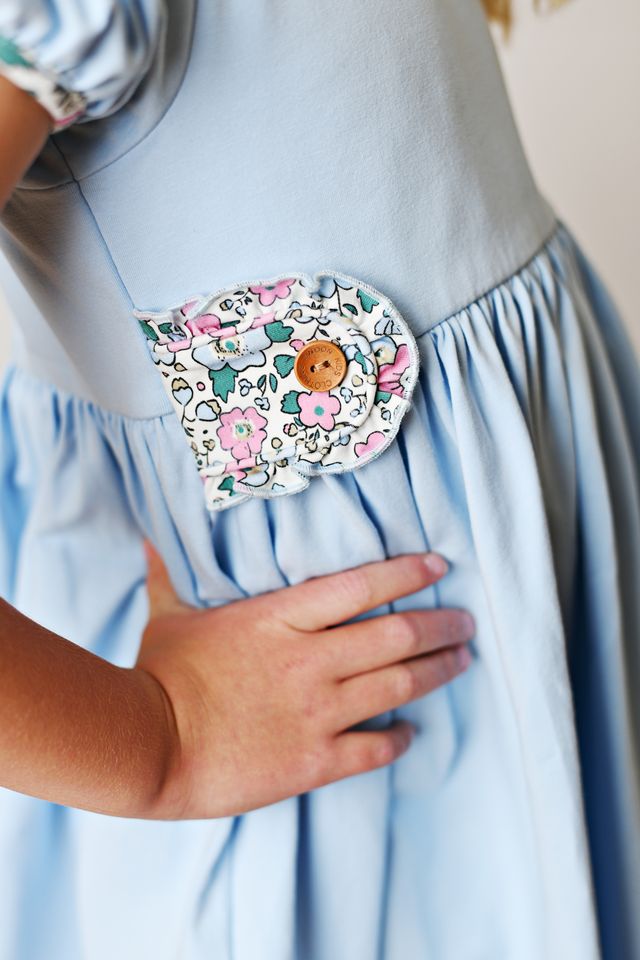Tab Dress- Blue Floral