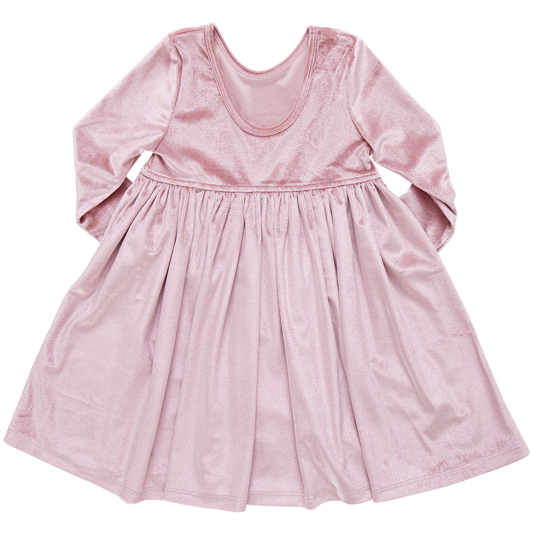 Girls Velour Steph Dress - Mauve