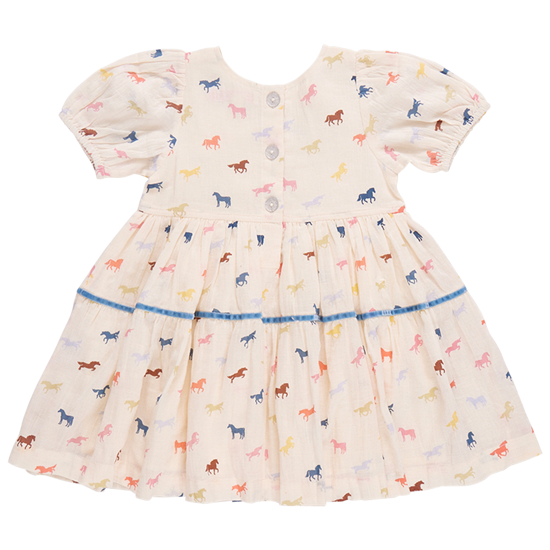 Girls Charlie Dress - Multi Tiny Horses