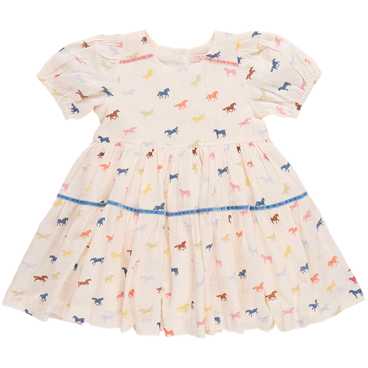 Girls Charlie Dress - Multi Tiny Horses