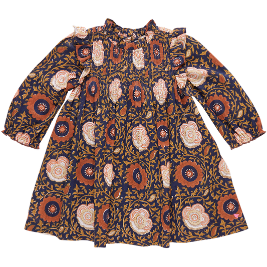 Girls Jaipur Dress - Navy Harvest Floral