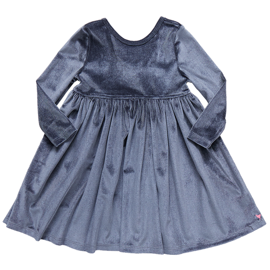 Girls Velour Steph Dress - Gray